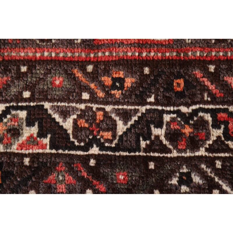 Red Qashqai Persian Vintage Area Rug Handmade Wool Carpet - 5'2"x 7'8"