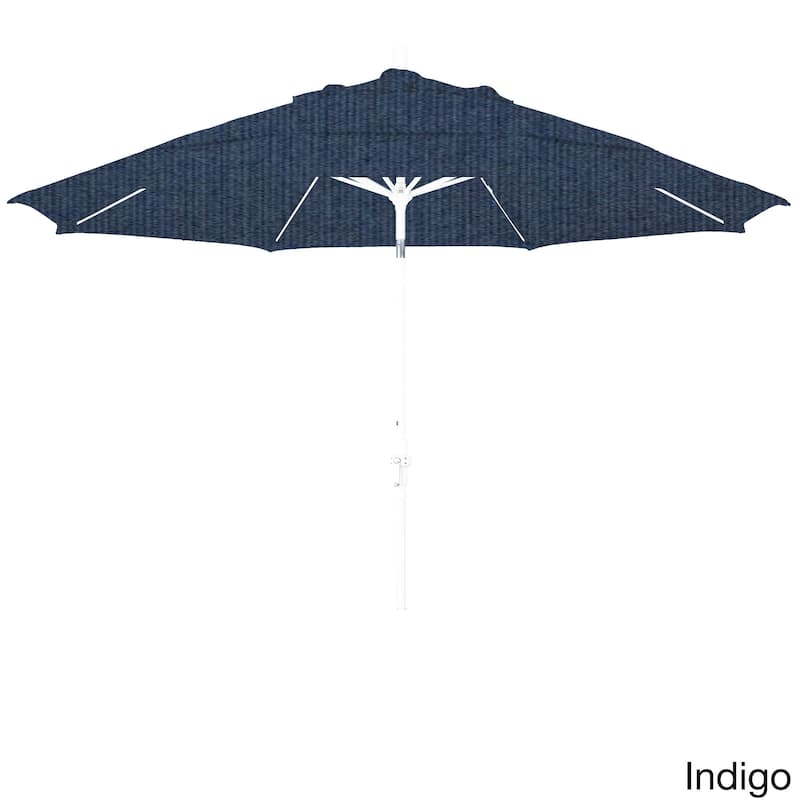 California Umbrella 11' Rd. Alum/Fiberglass Rib Patio Umb,Crank Lift/Collar Tilt, Dbl Wind Vent, White Finish, Sunbrella Fabric - Spectrum Indigo