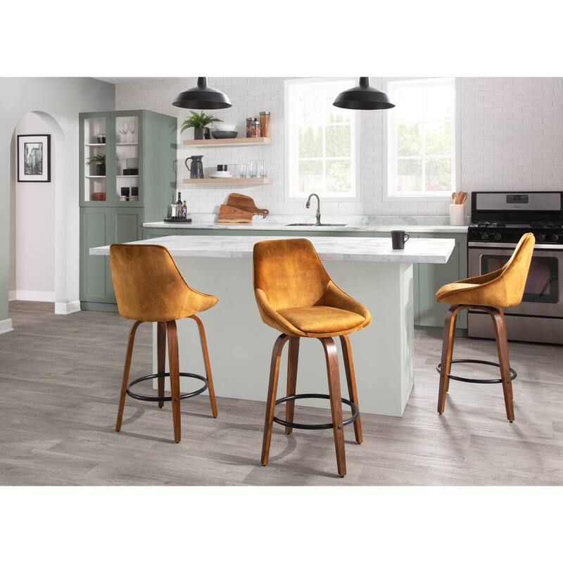 Carson Carrington Alba Velvet Counter Stool with Black Round Footrest (Set of 2)