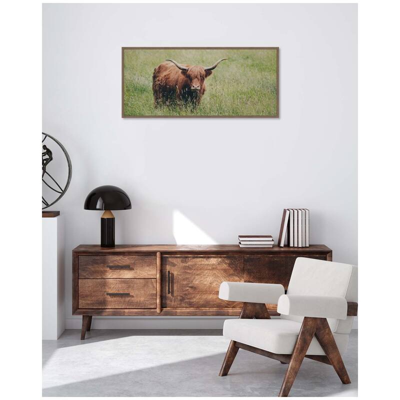 Kate and Laurel Highland Cow I by Laura Evans Framed Canvas Wall Art Print