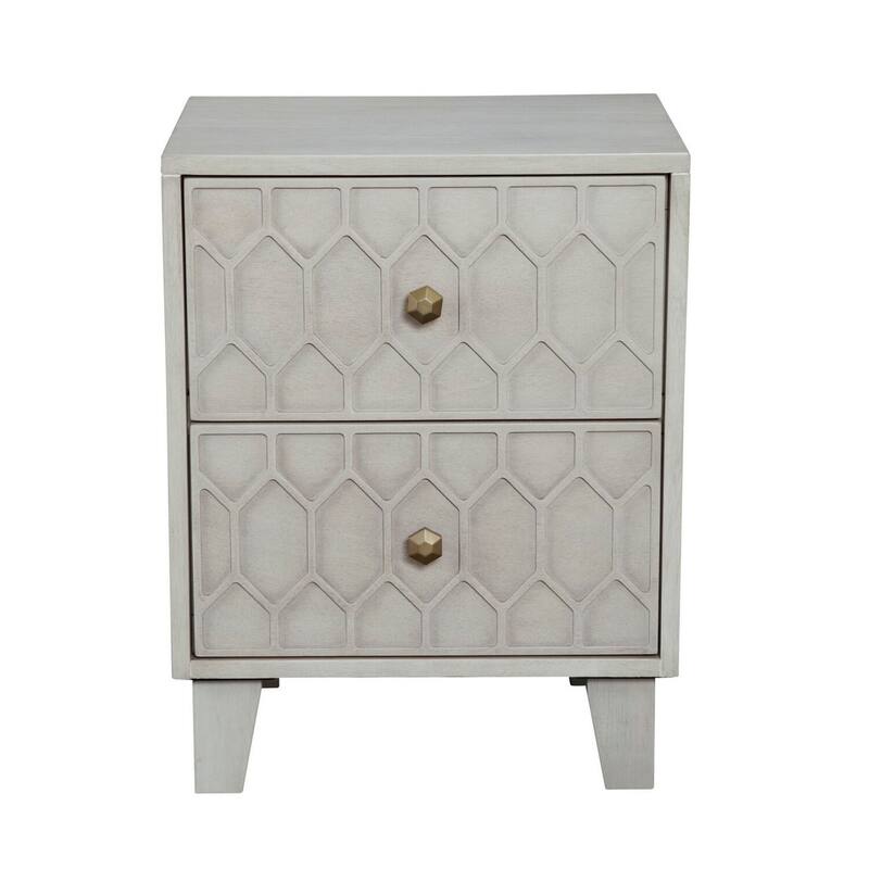 Light Gray 2 Drawer 20 in. W Nightstand with Sturdy Hardware and Ample Storage