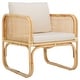 preview thumbnail 8 of 22, SAFAVIEH Alybeth Boho Coastal Solid Wood Accent Chair with Cushion - 26" W x 26" D x 26" H White/Natural