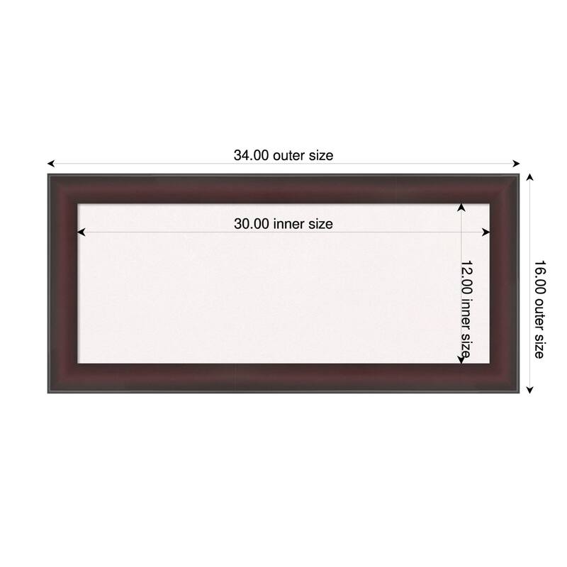 Grand Cherry Narrow Framed Cork Board - Bulletin Board, Organization Board, Pin Board - White - 34 x 16 in