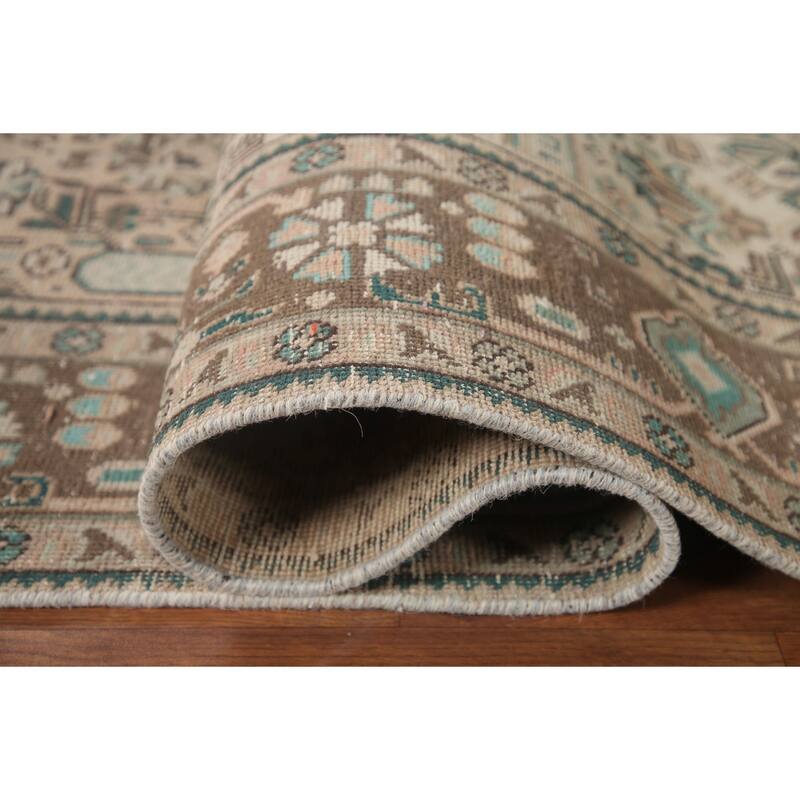 Hand Knotted Oriental 100% Wool Carpet Traditional Medallion Peach Tabriz Area Rug - 9' 9'' X 6' 5''