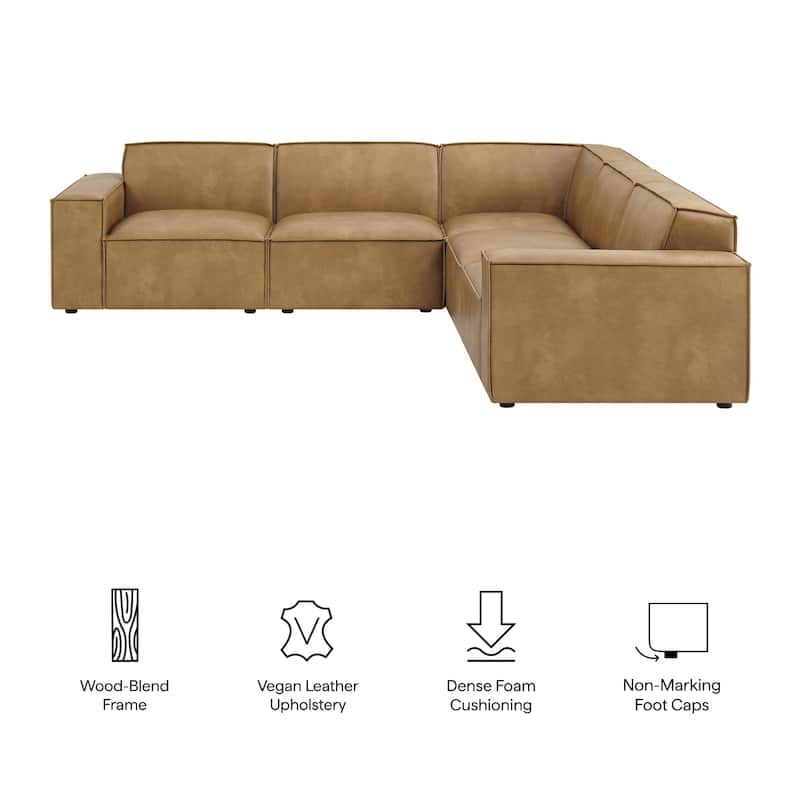 Restore 5-Piece Vegan Leather Modular L-Shaped Sofa