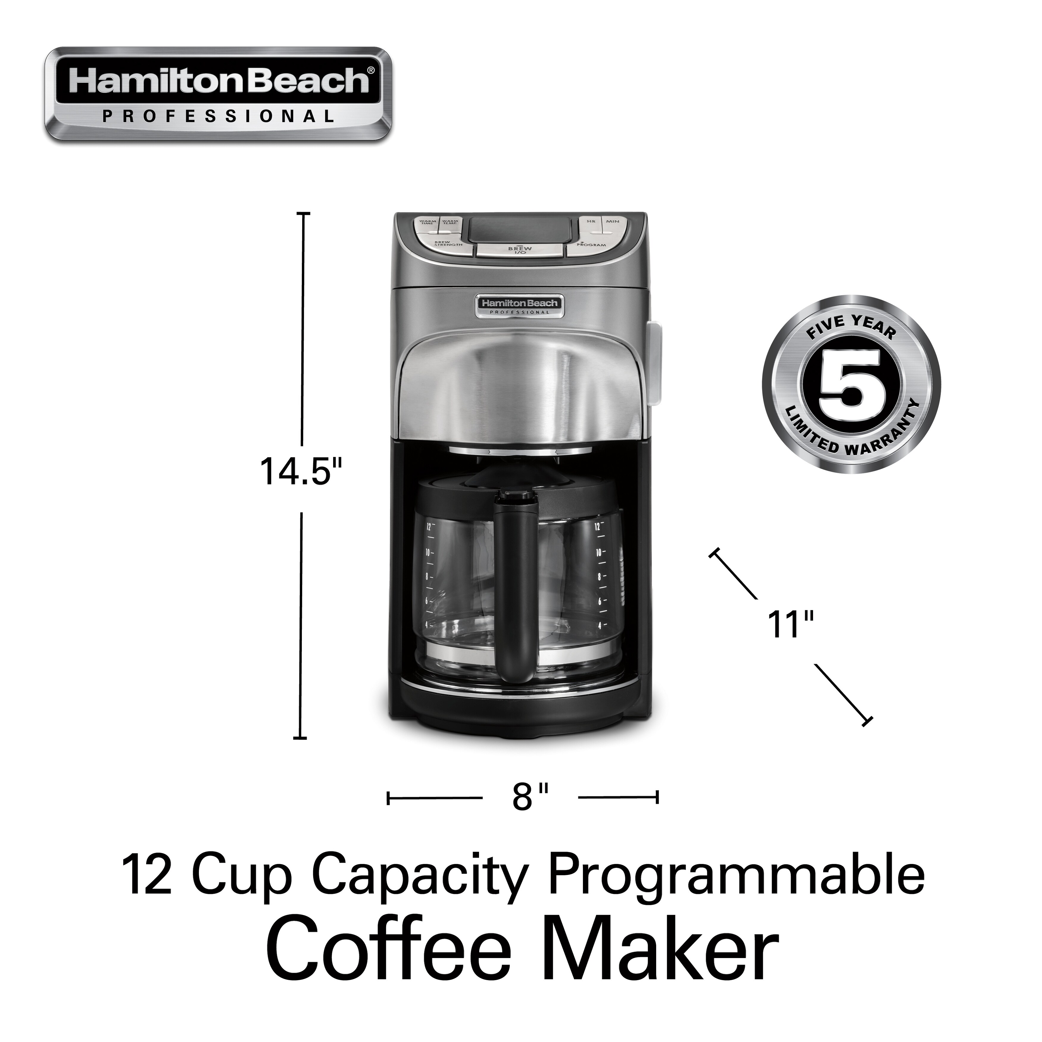 Hamilton Beach 12 cups Black/Silver Coffee Maker - Bed Bath & Beyond -  34843277