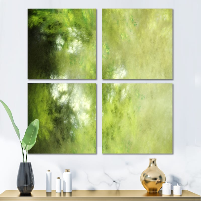 Designart "Blur Green Sky with Stars" Abstract Canvas Wall Art Print