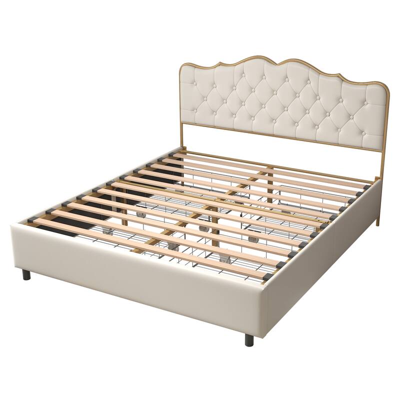 Metal frame sleeping bed with four storage drawer