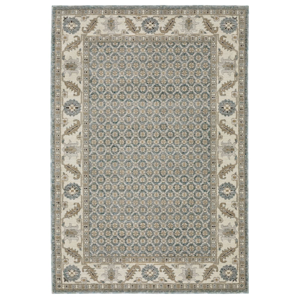 Style Haven Adalynn Bordered Floral Medallions Blue/ Ivory Area Rug