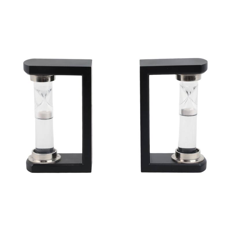 Decorative Hourglass Sand Timer Bookends - Set of 2, 8", Black - 10.0"
