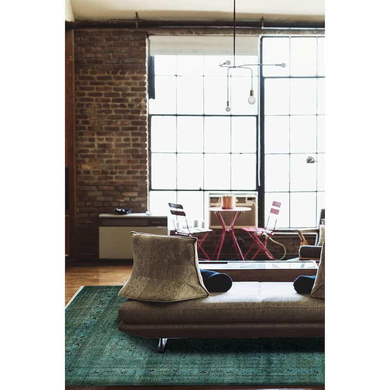 ECARPETGALLERY Hand-knotted Vibrance Cyan Wool Rug - 9'1 x 12'0