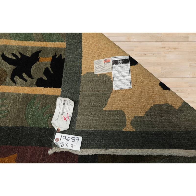 8x9'11'' Hand Knotted Wool Teal Tibetan Plush Pile Tufenkian Wash Rug - 8' x 9' 11''