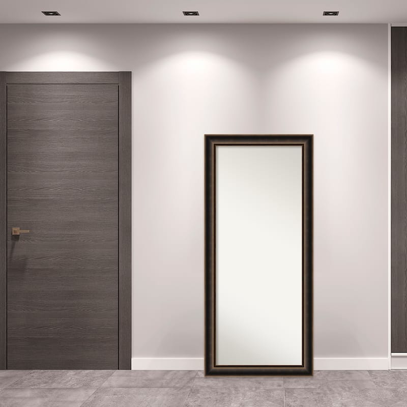 Villa Oil Rubbed Bronze Non-Beveled Wood Framed Full-Length Floor Leaner Mirror - Villa Oil Rubbed Bronze - Glass Size 24x60