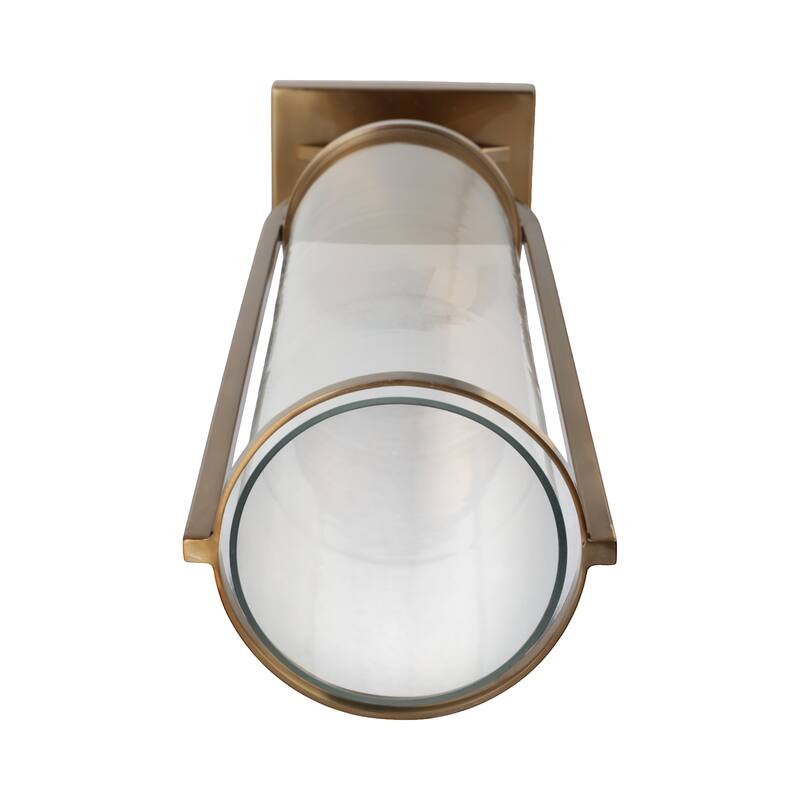 Modern Glass Pillar Candle Holder Decorative Lantern with Steel Frame