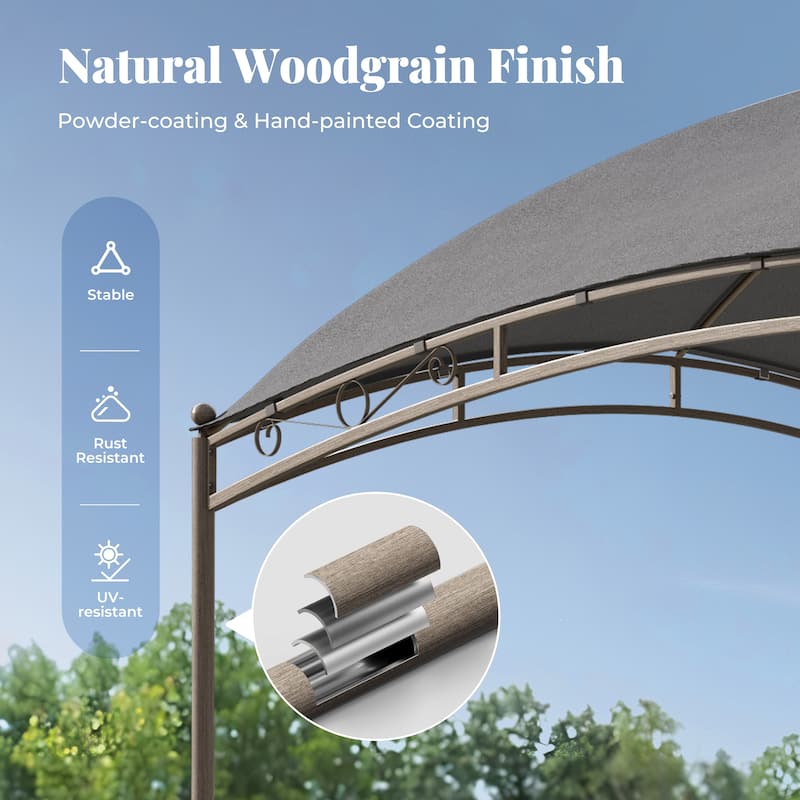 10 x13 FT Outdoor Gazebo Waterproof Arc Patio Canopy with Permanent Galvanized Iron Pipe Frame