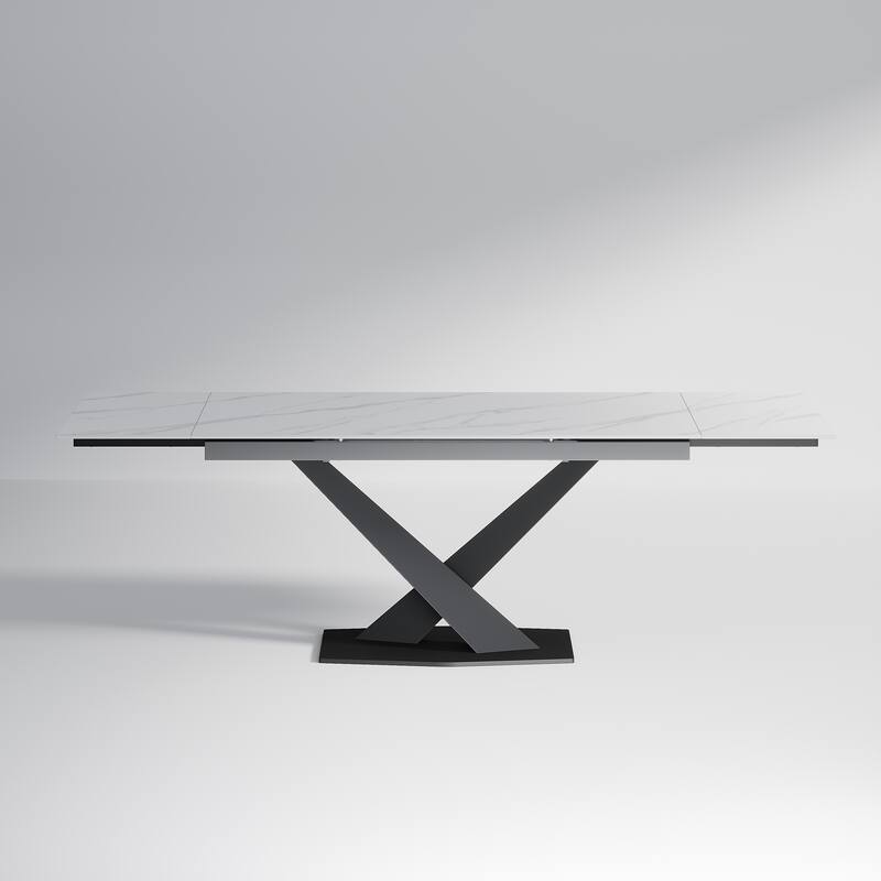 94.48" Modern Extendable Rectangular Sintered Stone Dining Table For 8 person