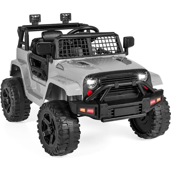 slide 2 of 5, 12V Kids Ride On Truck with Remote Control, Spring Suspension - Light Gray - Light Gray
