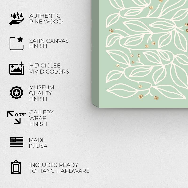 Wynwood Studio Canvas Floral and Botanical Light Mint Plants Green Modern & Contemporary Wall Art Canvas Print