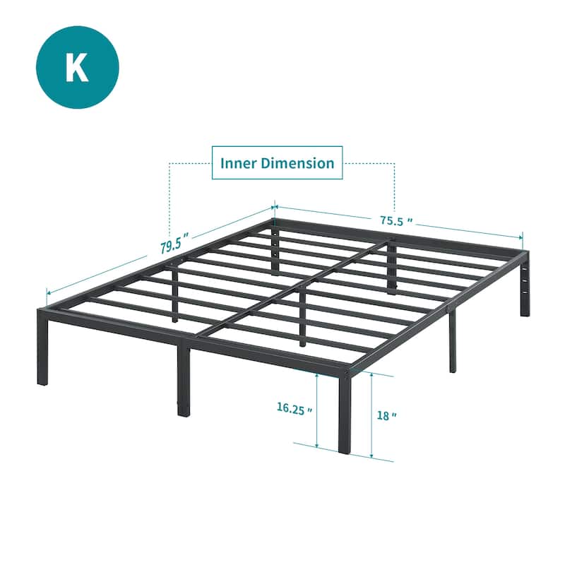 Sleeplanner 18-inch Modern Metal Platform Bed Frame
