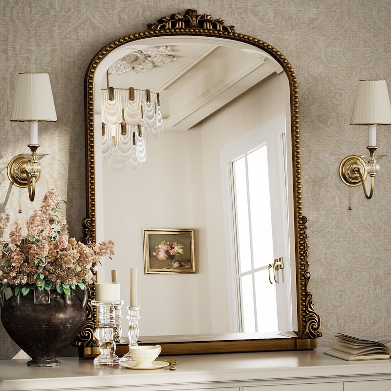 Arched Vanity Decor Mirror Wall-Mounted - 24"x32" - Antique Gold