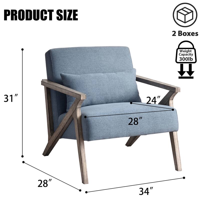 Ebello Accent Armchair Solid Hardwood Upholstered for Living Room