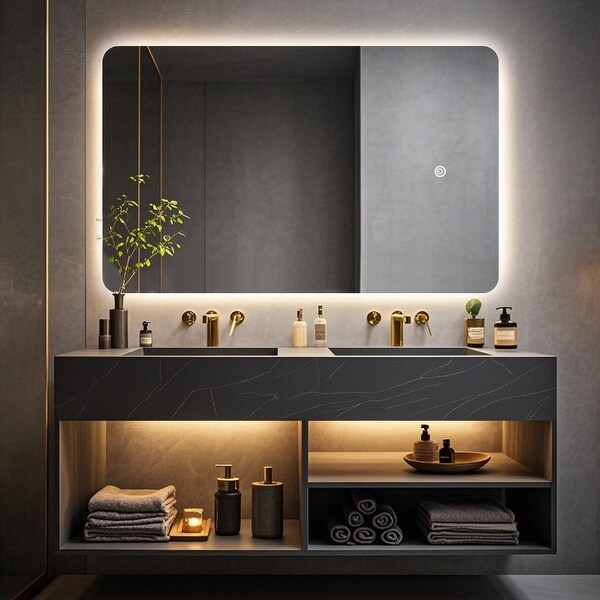 Square Rounded-Corner LED Mirror, both Stylish and Practical - On