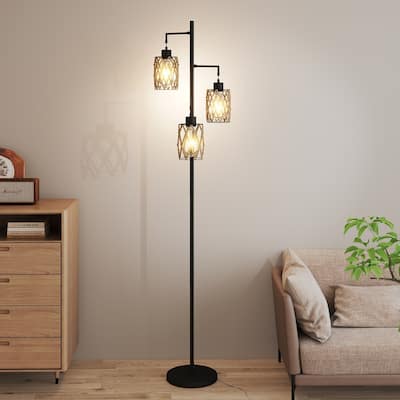 67'' Tree-Shaped Floor Lamp with 3 Lights – Foot Switch Included & Easy Assembly