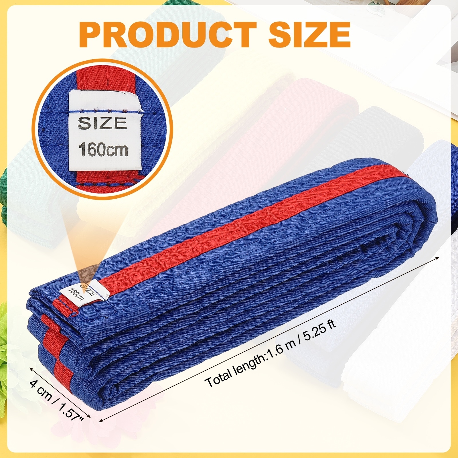 Karate Belt, Martial Arts Ranking Belts Solid Cotton Double-Layered Core Long Soft Uniform Training