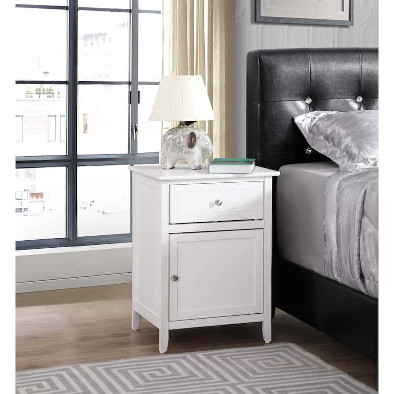 Izzy 1-drawer and Cabinet Wooden Nightstand - White