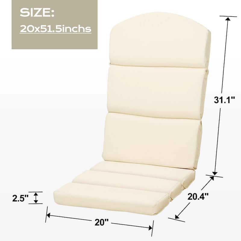 Aoodor Patio Chair Cushion Set of 2 - High-Back Adirondack Patio Cushions with Ties
