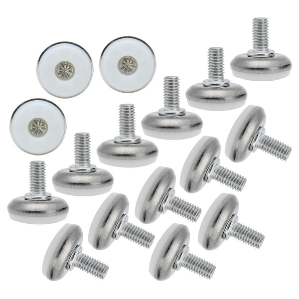 M8 x 15 x 28mm Screw on Furniture Glide Leveling Feet Adjustable Leveler Pad for Chair Industrial Machine Desk Leg