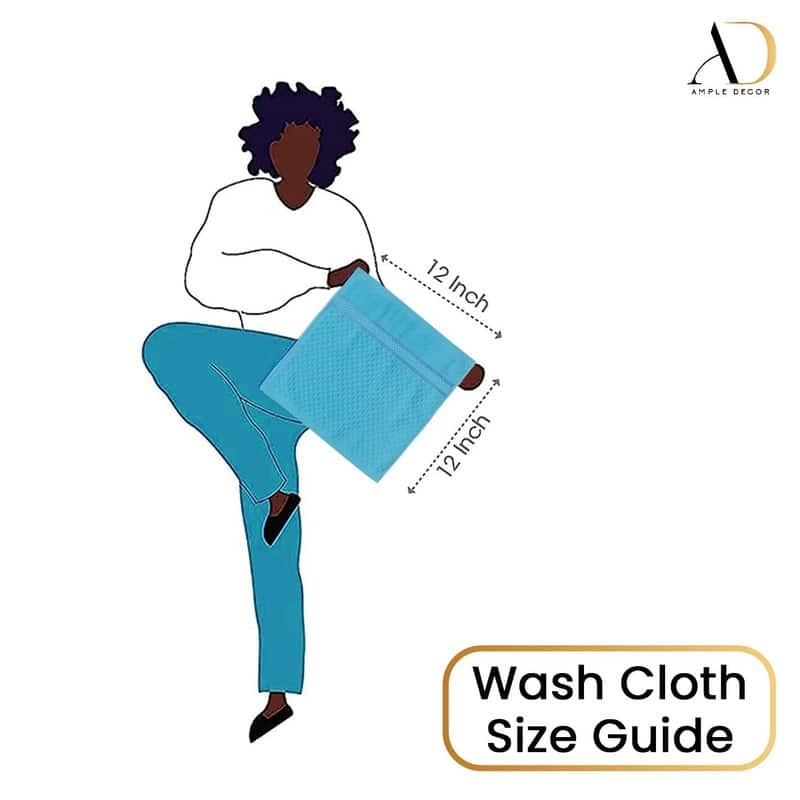 Pure Cotton 600 GSM Absorbent Washcloths 12x12 Inch by Ample Decor - 5 Pcs
