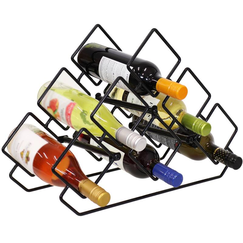 6-Bottle Steel Wire Triangular Tabletop Wine Rack