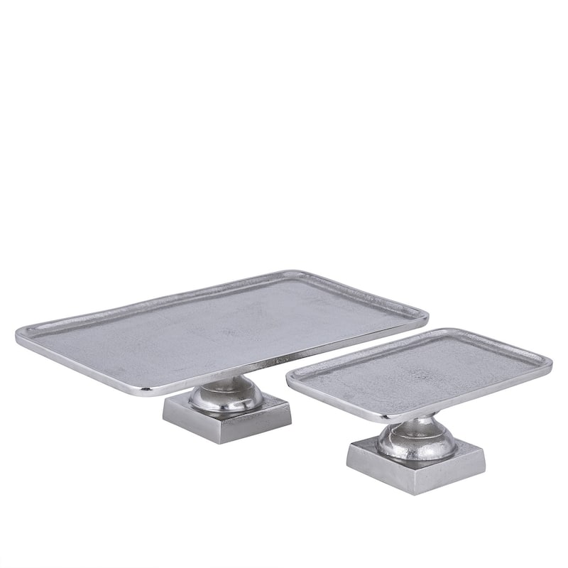 Lg. Cast Aluminum Tray on Stand - NICKEL