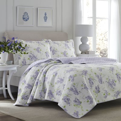 Laura Ashley Keighley Cotton Reversible Purple Quilt Set