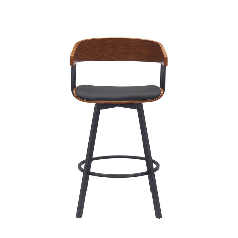 Athena Wood and Metal Upholstered Bar or Counter Swivel Stool
