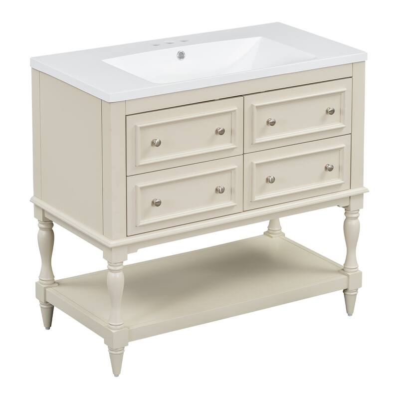 Bathroom Vanity Cabinet Free Standing Vanity Set with 4 Drawers
