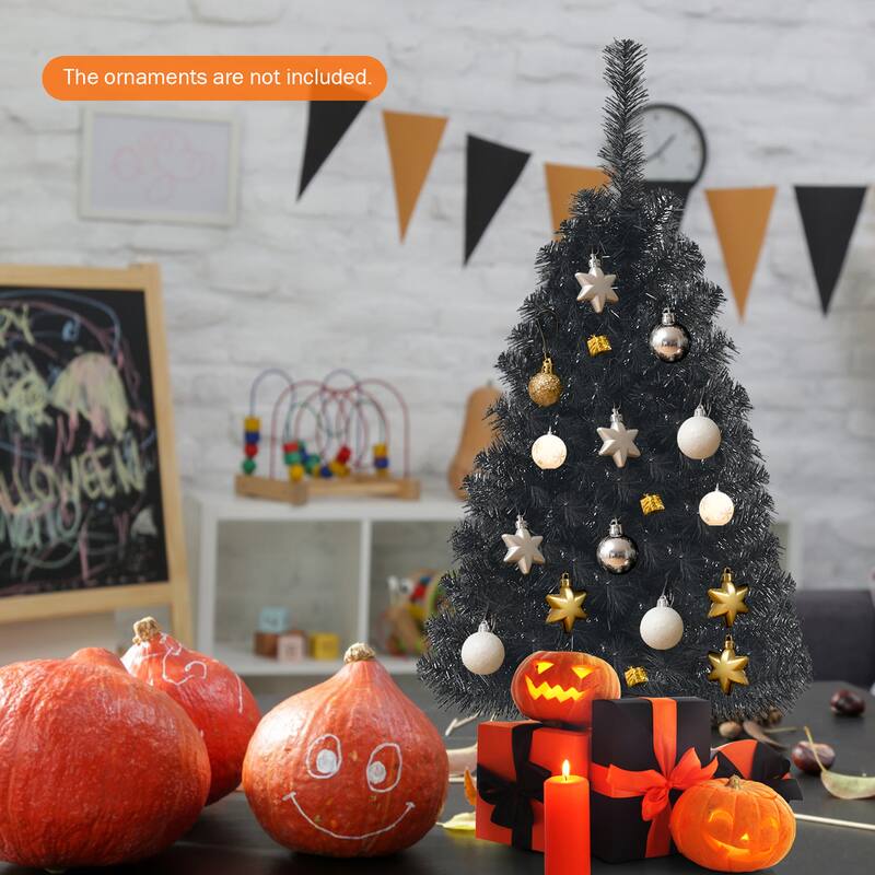 Gymax 3 Ft Un-lit Black Halloween Tree Artificial Tabletop Christmas - See Details