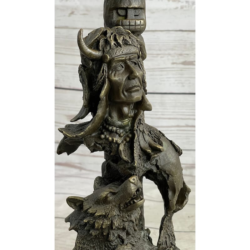 Native American Indian Totem Pole Bronze Sculpture Statue Original Art By Milo