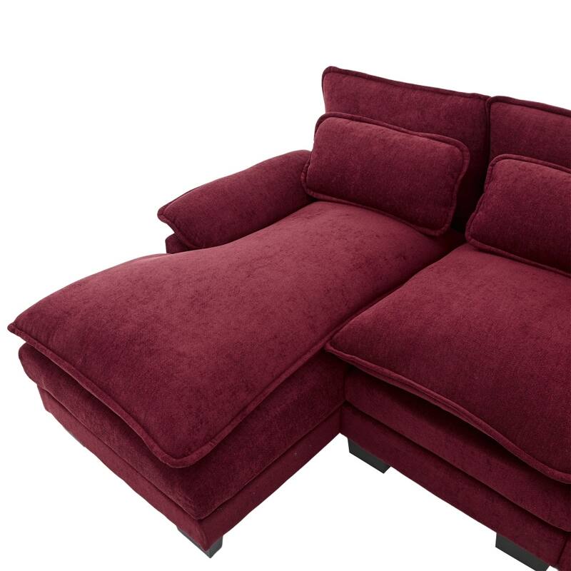 107.87" Modular Chenille Comfy Sectional Cloud Sofa with Double Chaise