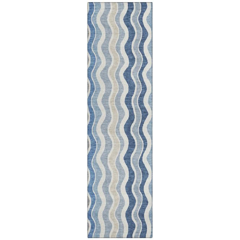 Machine Washable Indoor/ Outdoor Funky Stripe Chantille Rug