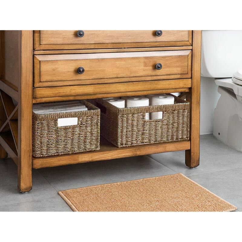 Wicker Storage Basket Set of 2 for Organizing and Decorative - 12"D x 12"L x 7"H