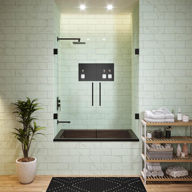 Voltaire 12" x 24" Stainless Steel Single Shelf Wall Niche in Black
