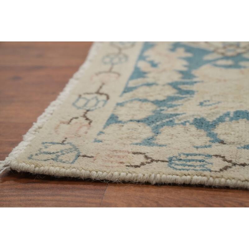 Hand Knotted Oriental 100% Wool Carpet Traditional Floral Beige & Ivories Kerman Area Rug - 10' 0'' X 6' 6''