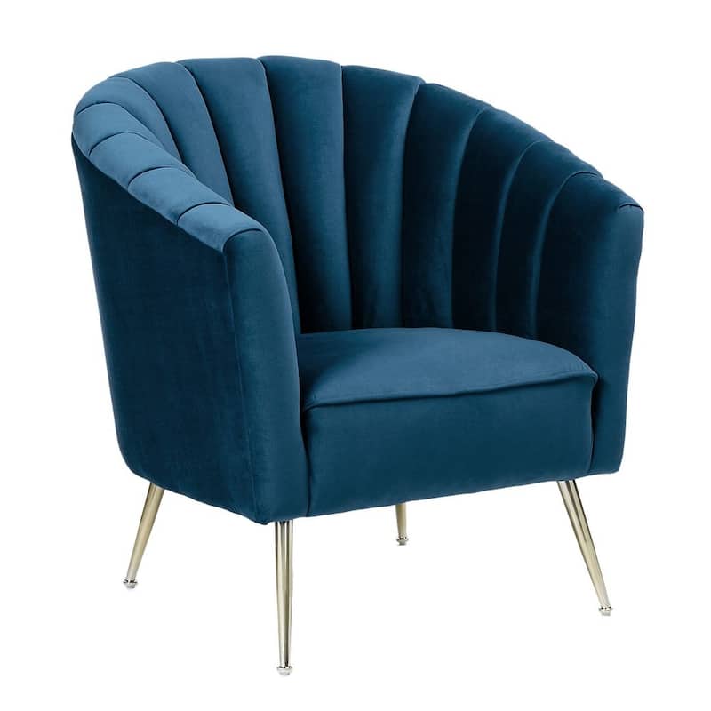 Manhattan Comfort Rosemont Gold Velvet Accent Chair - Blue