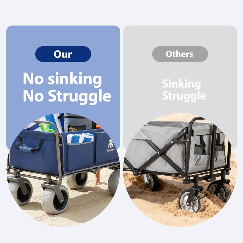 Beach Wagon with Big Wheels for Sand 500lbs capacity - All Terrain Steel Frame Utility Cart with 9" Pneumatic Tires