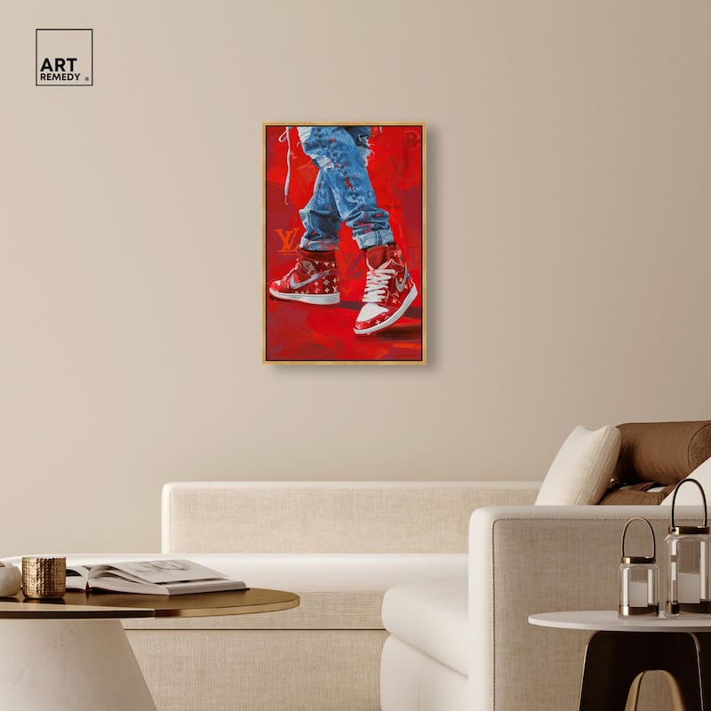 Bold Red Glam Sneakers Canvas by Art Remedy