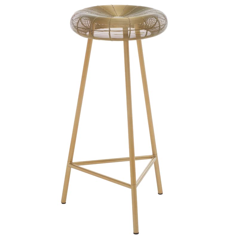 SAFAVIEH Gayla 30-inch Wire Weaved Contemporary Bar Stool - Gold - 14" W x 14" L x 30" H - 15Wx15Dx30H
