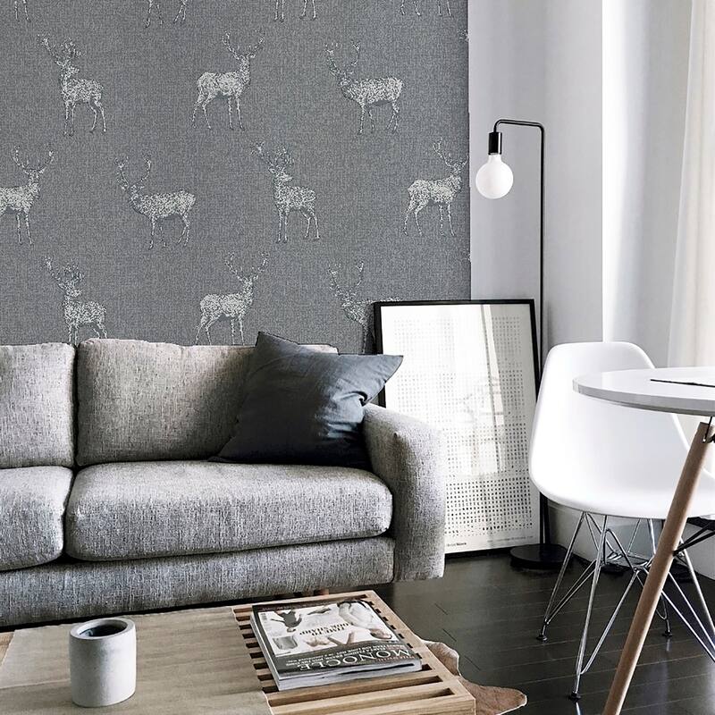 Arthouse Hank Grey Stag Wallpaper