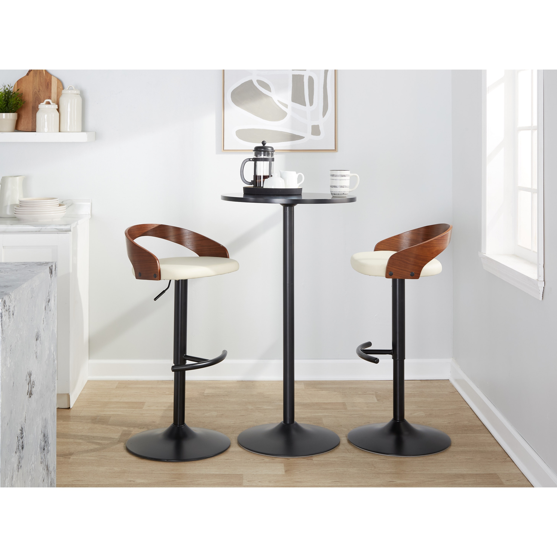 Carson Carrington Stavanger Adjustable Bar Stool with Rounded T Footrest (Set of 2)